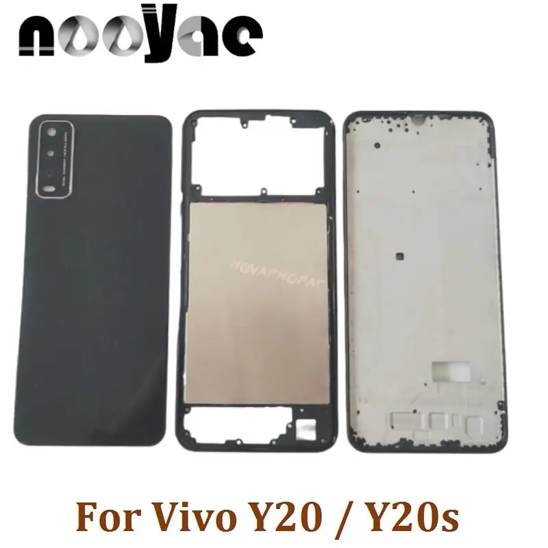 

LCD Faceplate Frame Middle Bezel For Vivo Y20 Y20s Battery Cover Back Rear Door Housing Camera Glass Lens Side Key Button