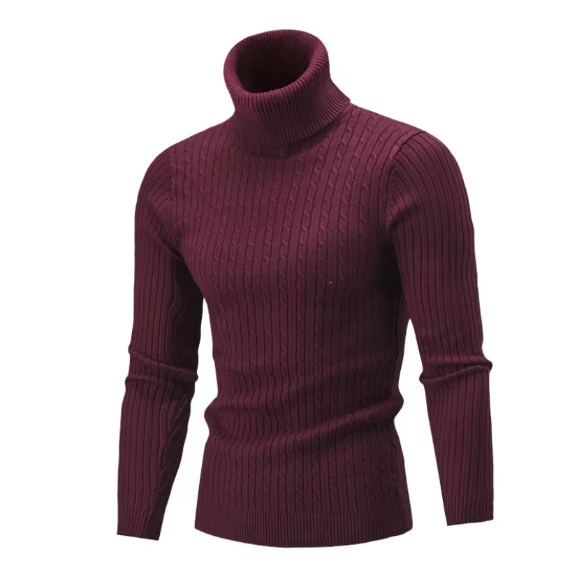 

NEW IN Winter Jacquard Sweaters Men Turtleneck Warm Solid Color Long Sleeve Pullover Sport Male Knitted Slim New Year Clothing