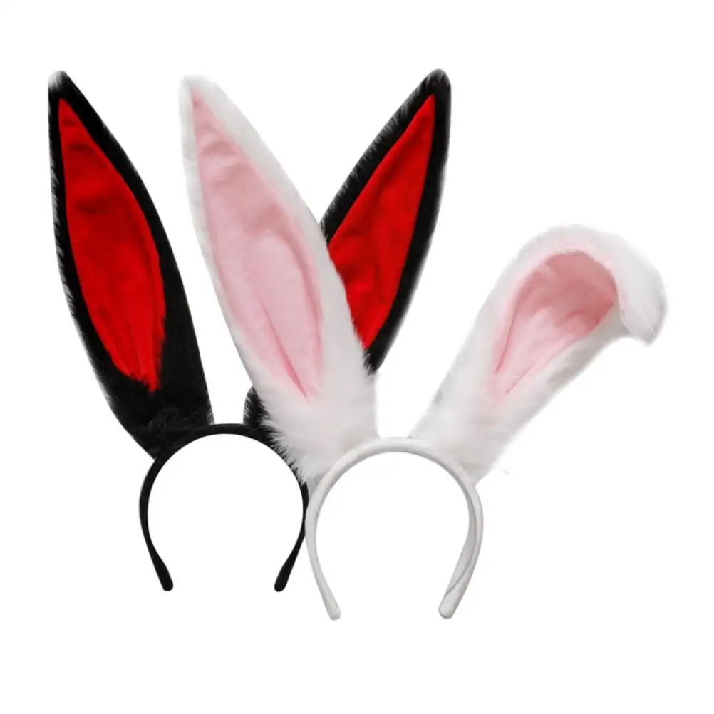 2Pcs Bunny Ears Headbands Furry Rabbit Ear Headband Hair Band Party Prom Cosplay Headwear Costume Accessories