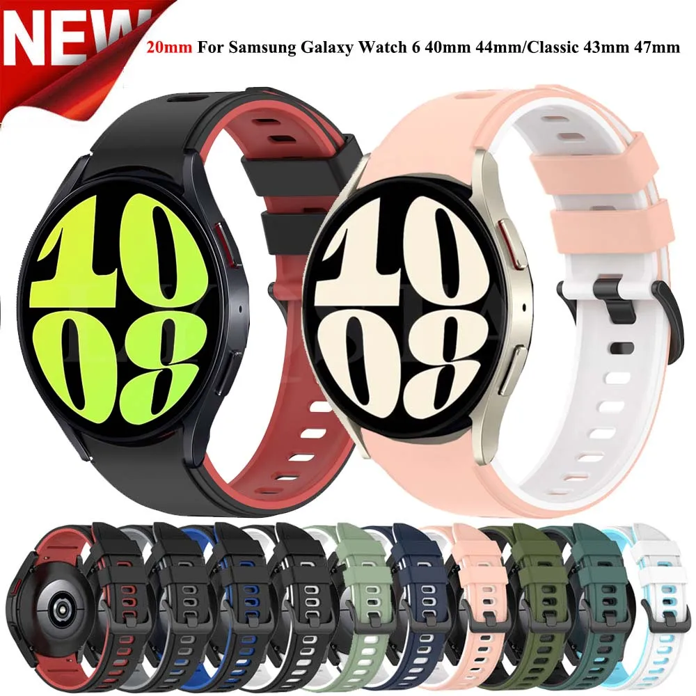 

20mm Silicone Strap for Samsung Galaxy Watch 6 5 4 40mm 44mm 5 Pro 45mm Bracelet for Watch 4 6 Classic 46mm 42mm 43mm 47mm Band