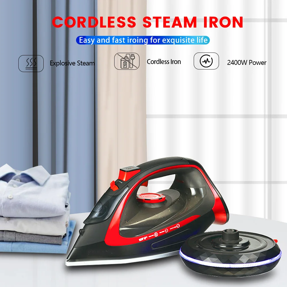 Wireless household steam iron handheld steam iron for dry clothes steam clothes iron steam ironing 2400W wireless iron