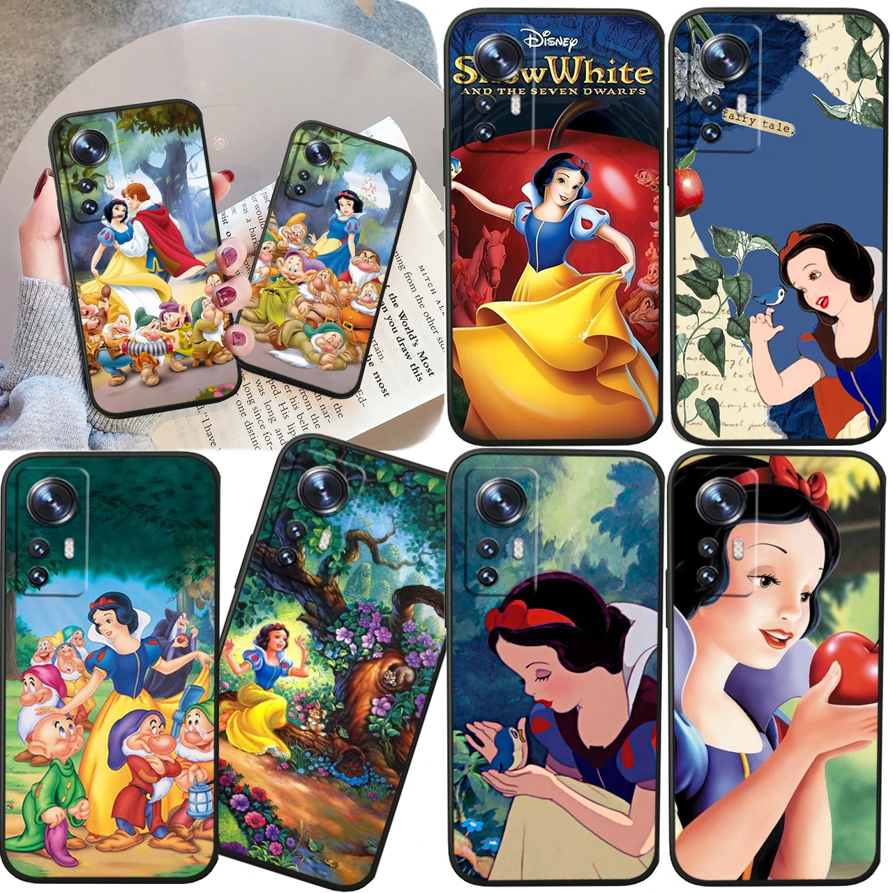 

Disney Snow White For Xiaomi Mi 13 12T 11X 10T Note 10 Ultra Pro Lite 5G Soft Silicone Black Phone Case