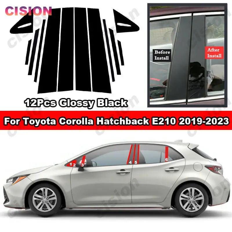 Глянцевая черная наклейка на дверь центр B C столбы столб крышка отделка с