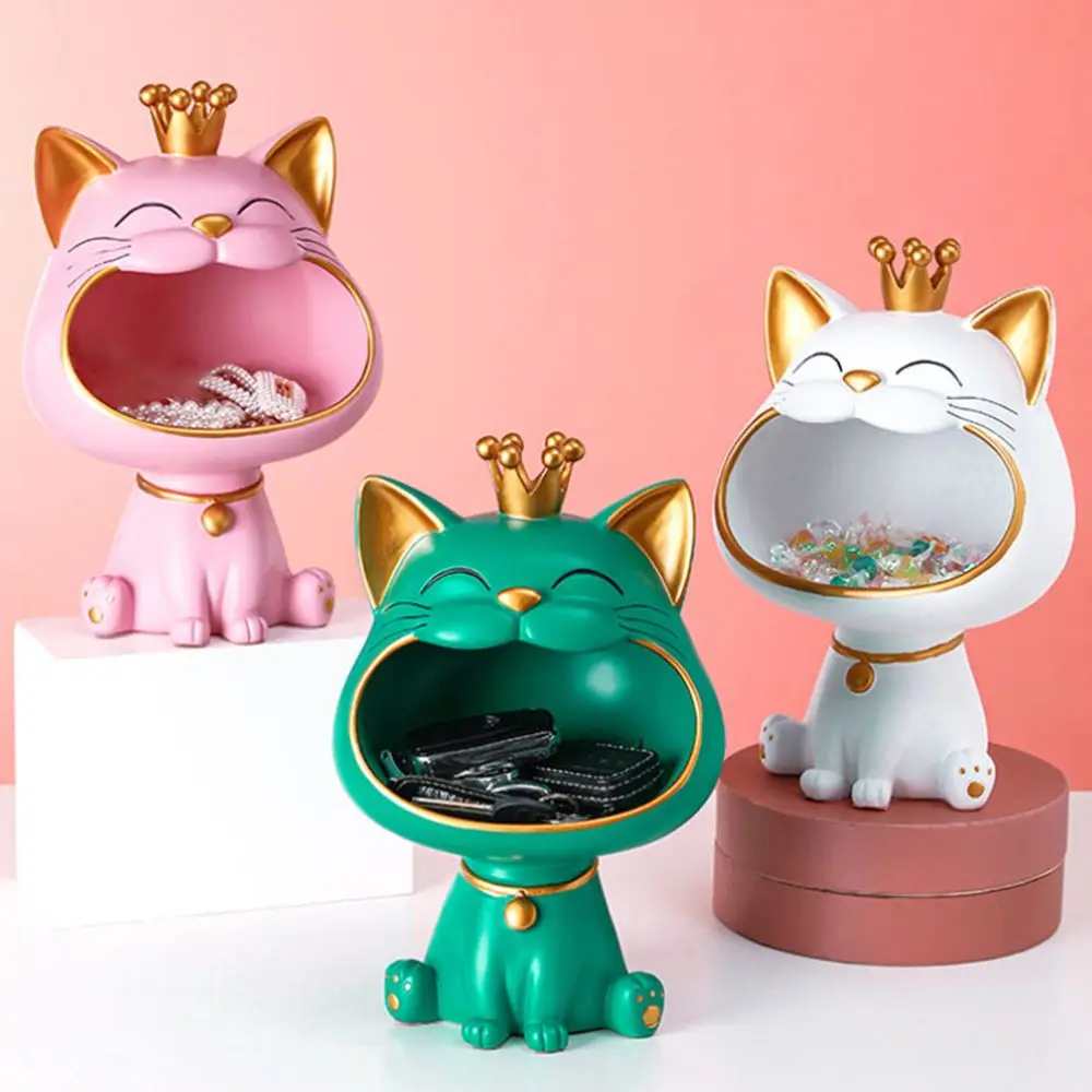 

Decoration Sundries Box Storage Ornaments Home Art Statue Lucky Cat Statue Cat Sculpture Jewelry Storage Keys Holder