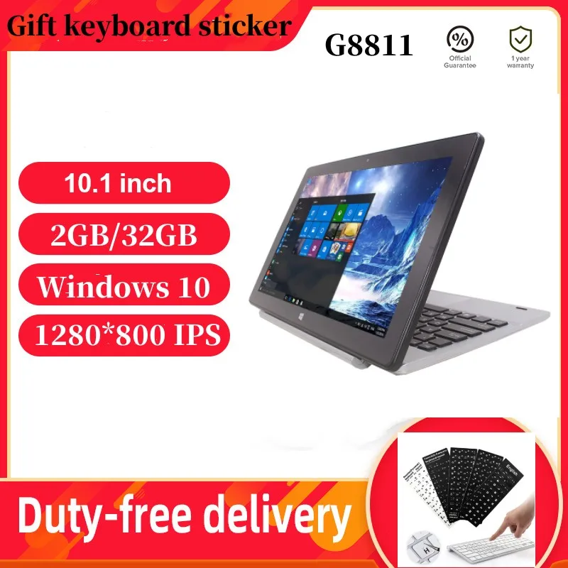 10.1 Inch Windows 10 G8811 Tablets PC With Keyboard Multi-point 1280 x 800IPS Quad Core 2GB RAM 32GB ROM Z3735F HDMI-compatible