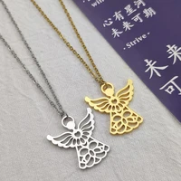 gold necklace for men women personality stainless steel fashion angel heart shape pendant necklace beautiful gift for girlfriend