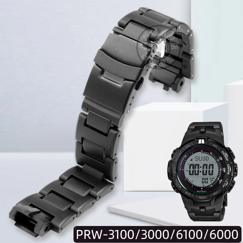 Correa de reloj compuesta de acero plástico para Casio Protrek PRW 6000, correa de reloj deportivo para hombre, PRW-3000/3100/6000/6100Y