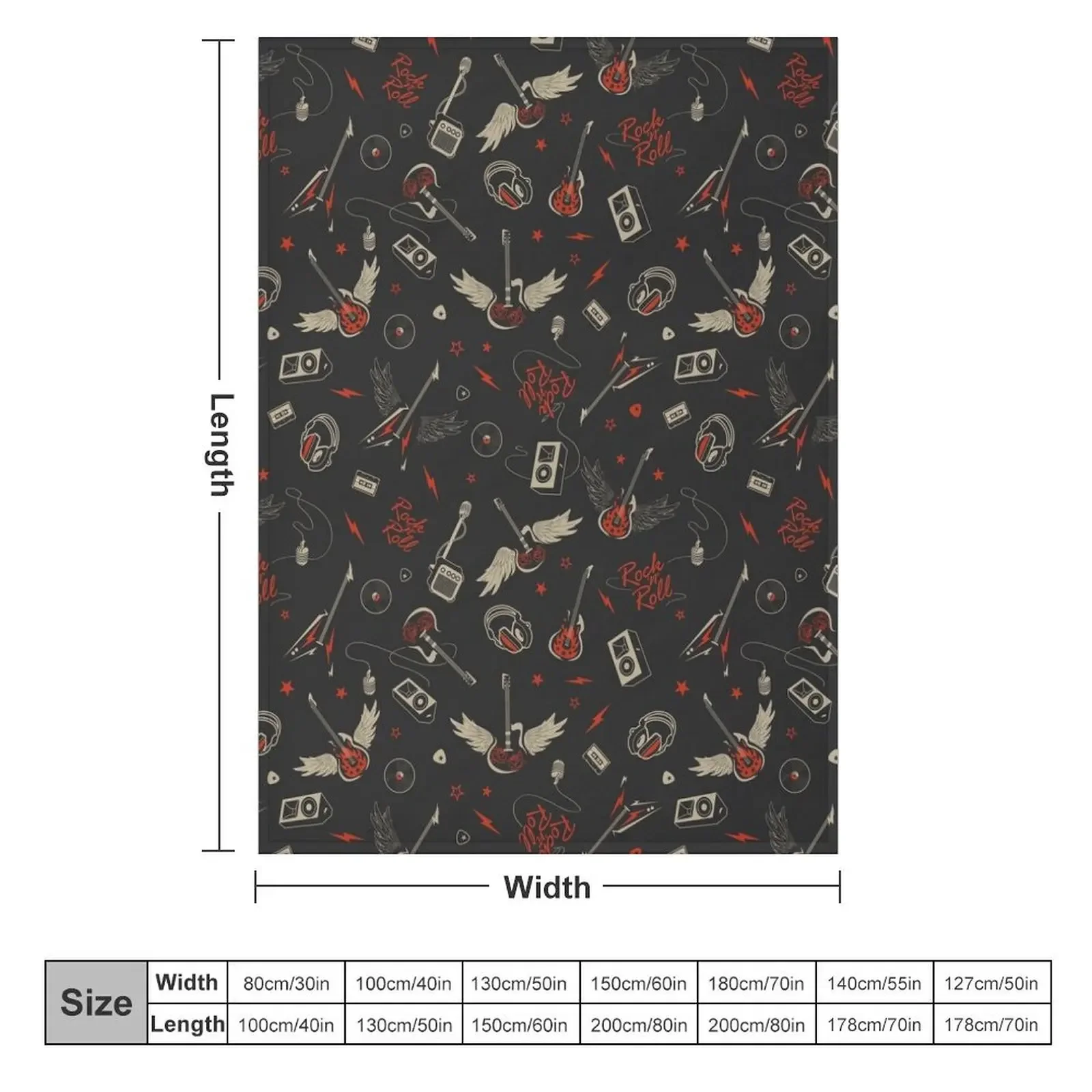 Электрический рок-н-ролл с крылатыми гитарами в сером и красном цветах на черном