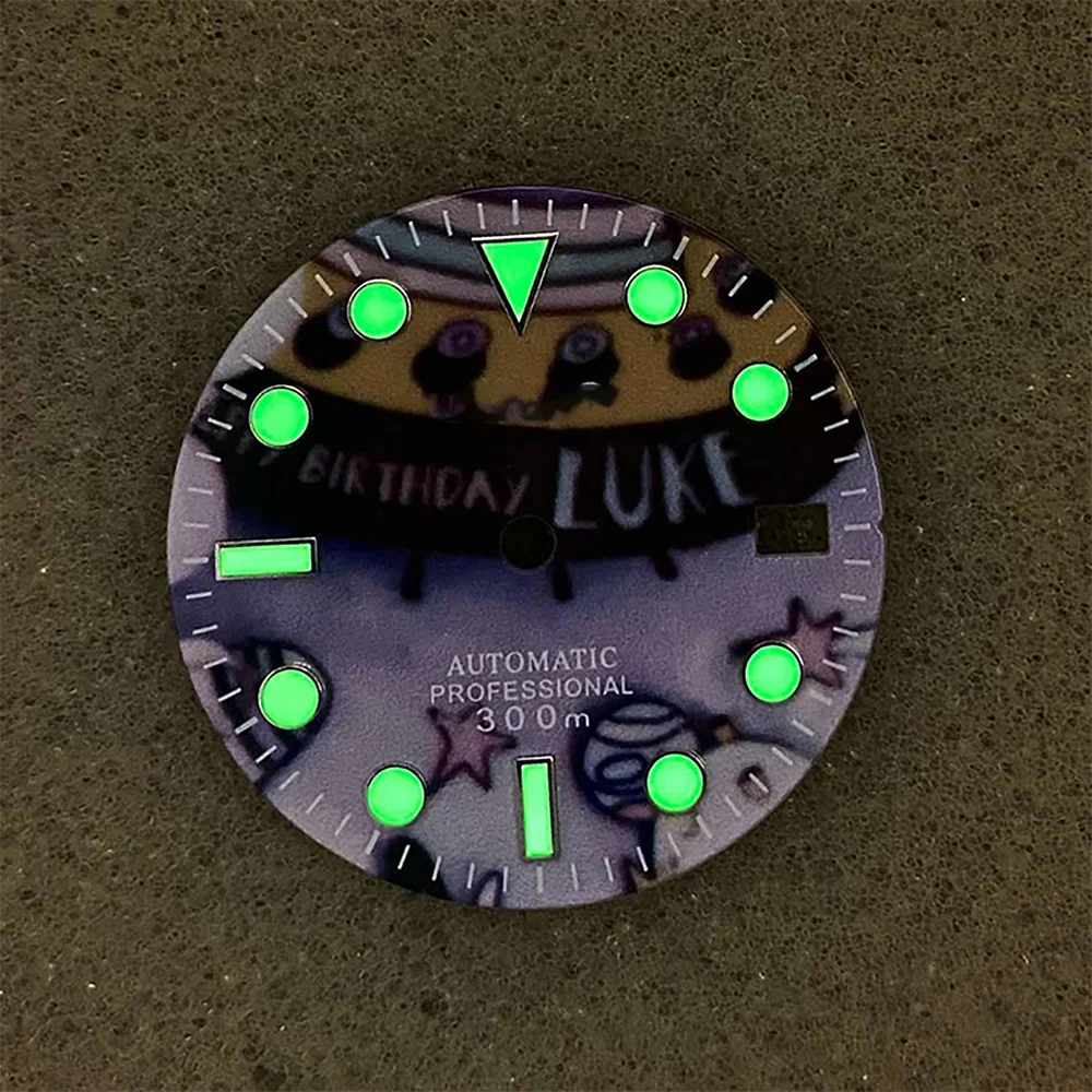 

28.5MM Green Luminous Watch Dial Men and Women Watch Replacement Accessories Watch Faces for NH35/36/4R/7S Movement