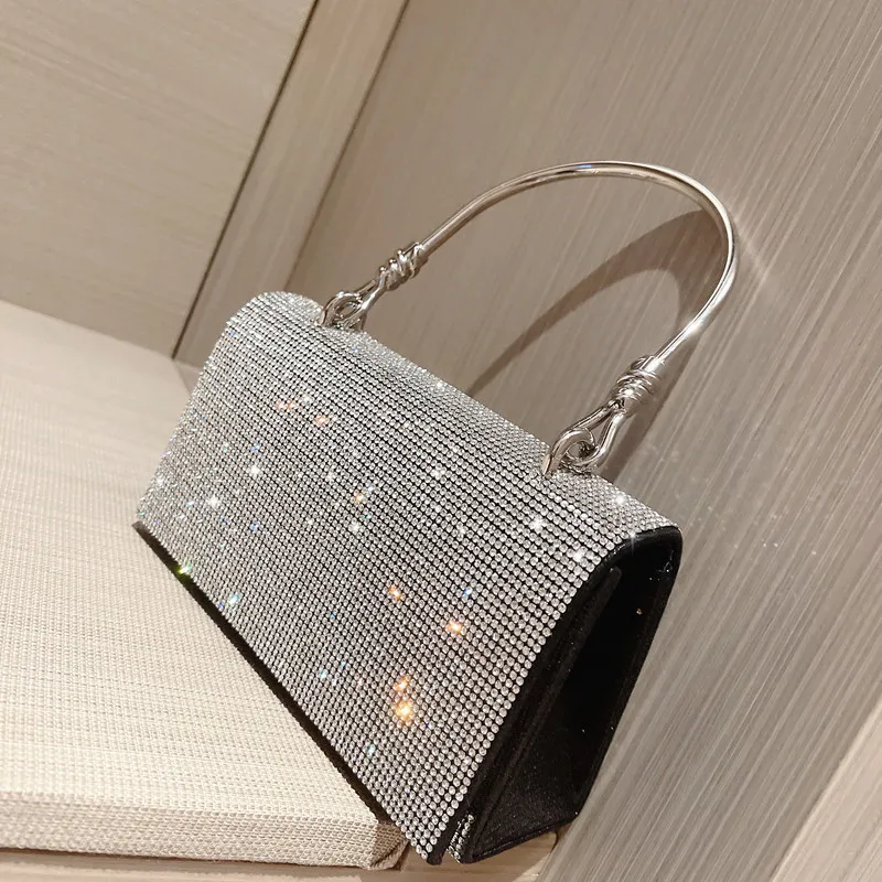 Women Handbag Luxury Shining Rhinestones Evening Clutch Bag Party Chain Shoulder Bag Female Fashion Square Handbag Wedding Purse