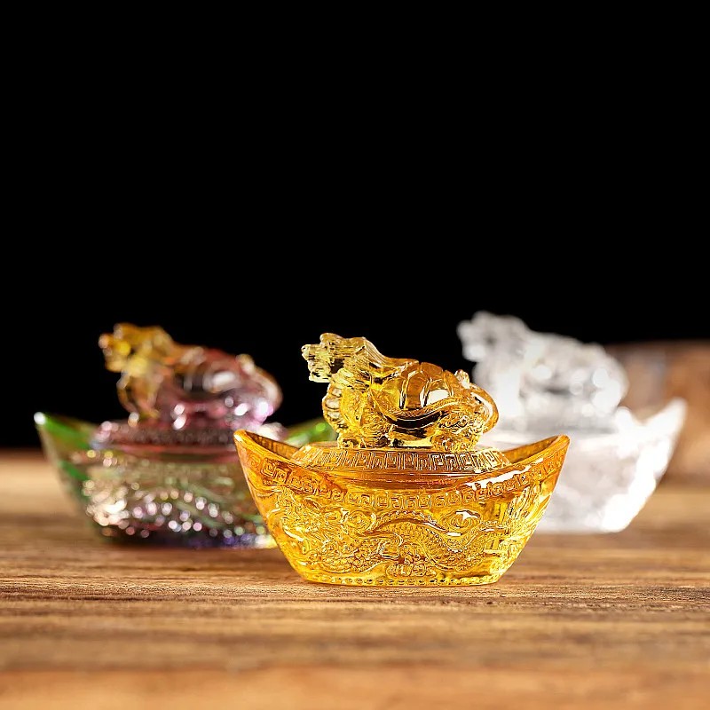 

9.8cm Chinese Retro Resin Auspicious Ruyi Gragon Turtle Fengshui Home Putting Decorate Ingots Ornament