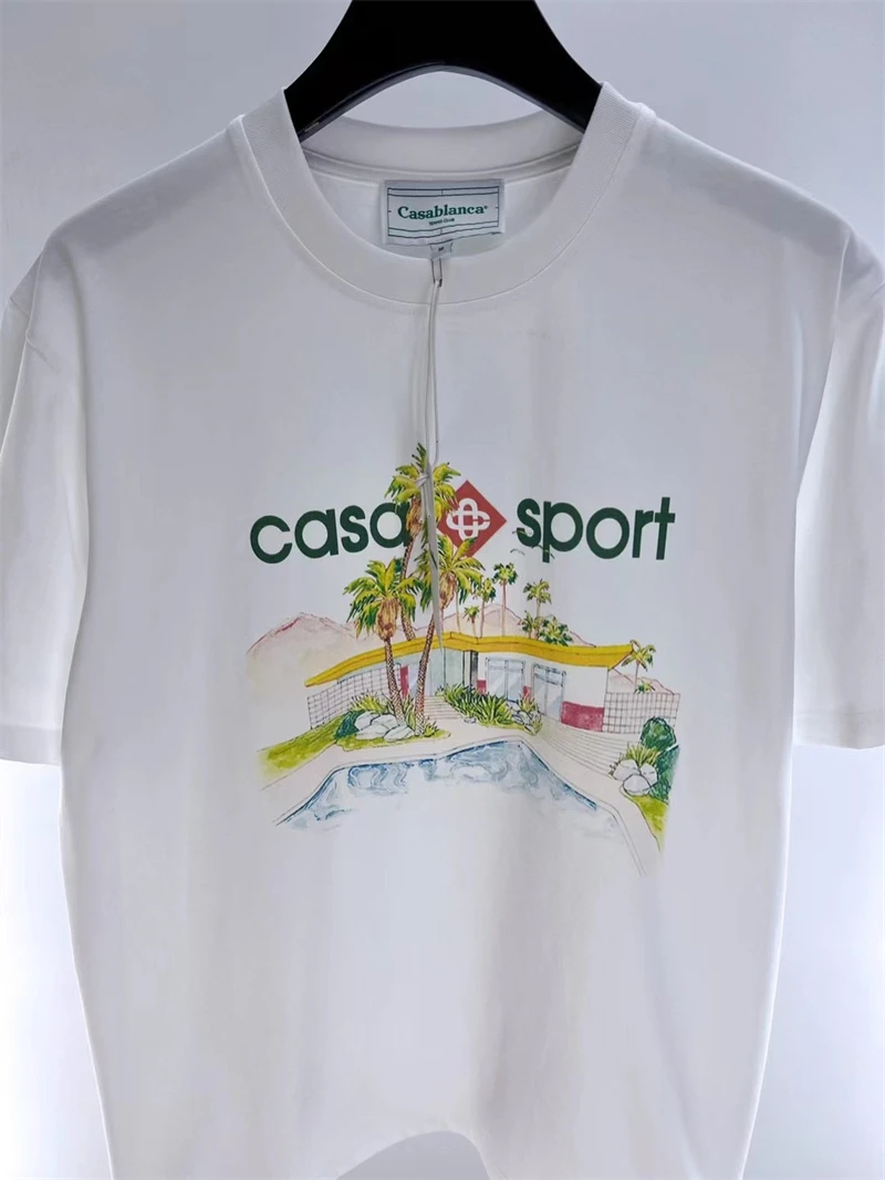 

New Casablanca T-Shirt Men Women Coconut Print Top Tees With Tag y2k