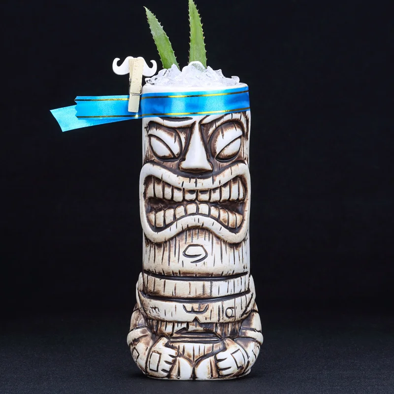 

530ml Ceramic Tiki Mug Creative Porcelain Beer Wine Mug Cup Bar Tool