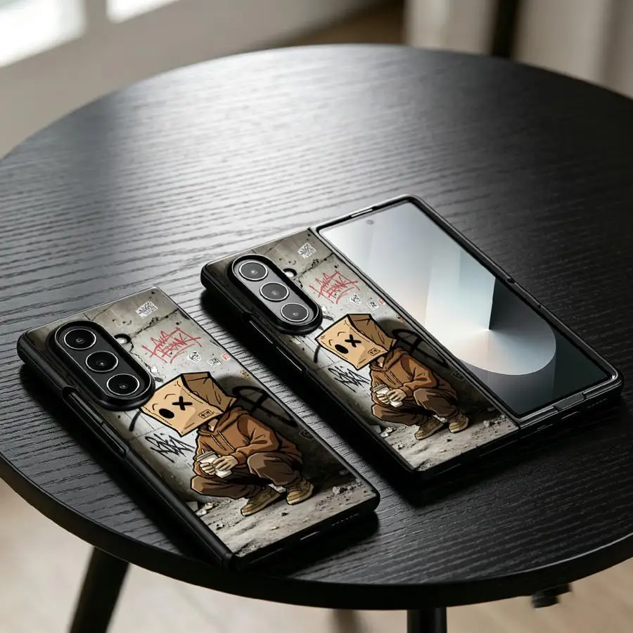 Фото Чехол для Samsung Galaxy Z Fold 8, Z Fold 7, Z Fold 6, Z Fold 5, Z Fold 4, Z Fold 3. Защитный чехол для телефона. Дизайн «Старая стена» с изображением мужчины. №1