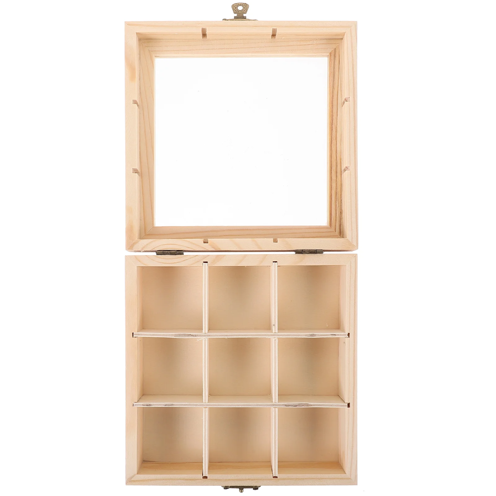 

Tea Bag Countertop Holder Sugar Packet Coffee Organizer 9-Compartment Tea Box Wood Drawer With Window Coffee Tea Box