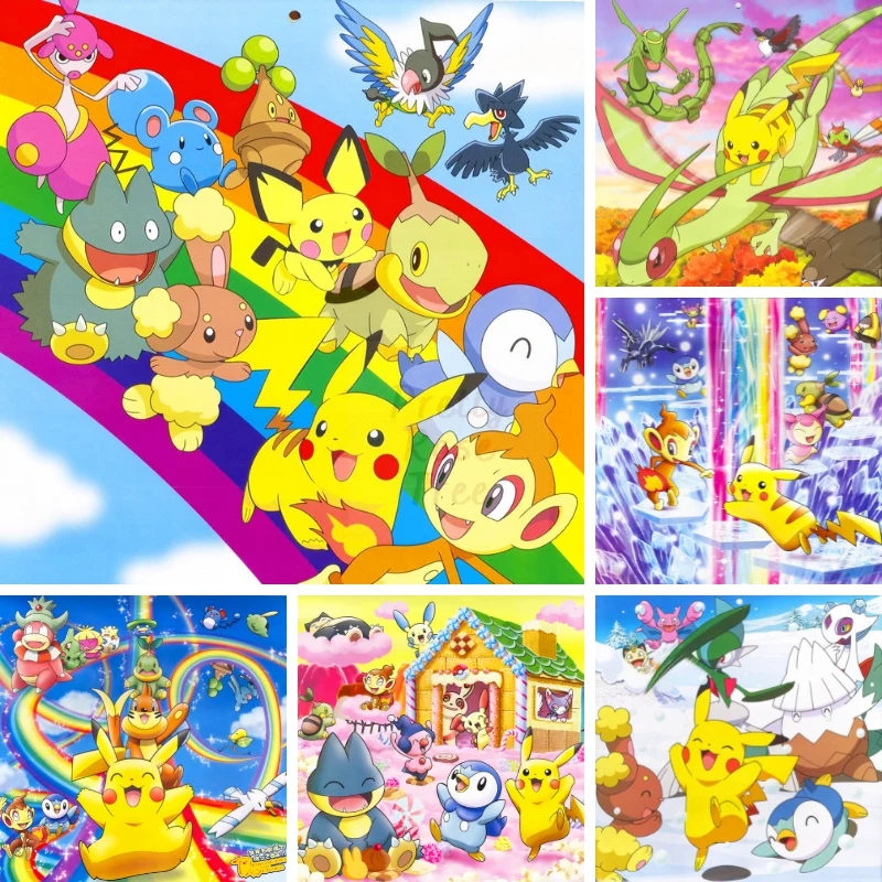

5D DIY Pikachu Diamond Painting Pokemon Square Tool Kit Cartoon Charmander Squirtle Bulbasaur Starter Pokemon Home Decoration