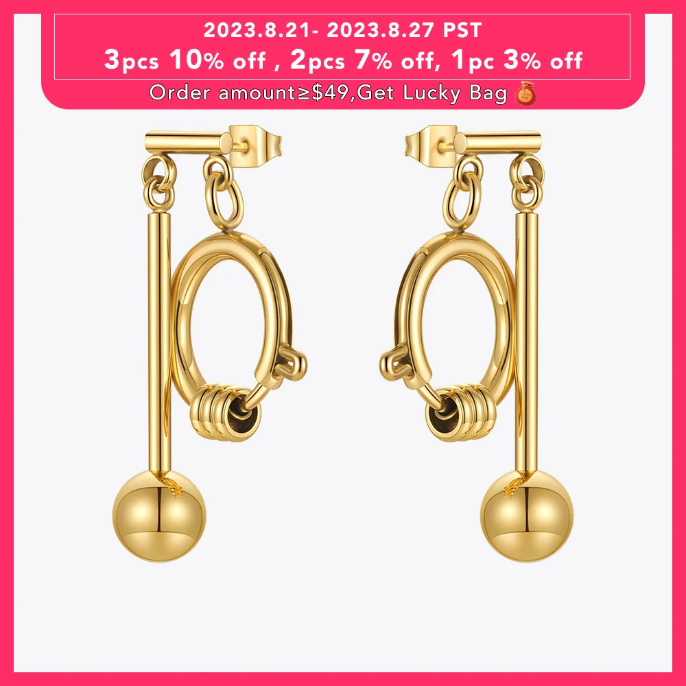 

ENFASHION Punk Ball Dangle Earrings For Women Gold Color Fashion Jewelry 2022 Stainless Steel Earings Piercing Kolczyki E211345