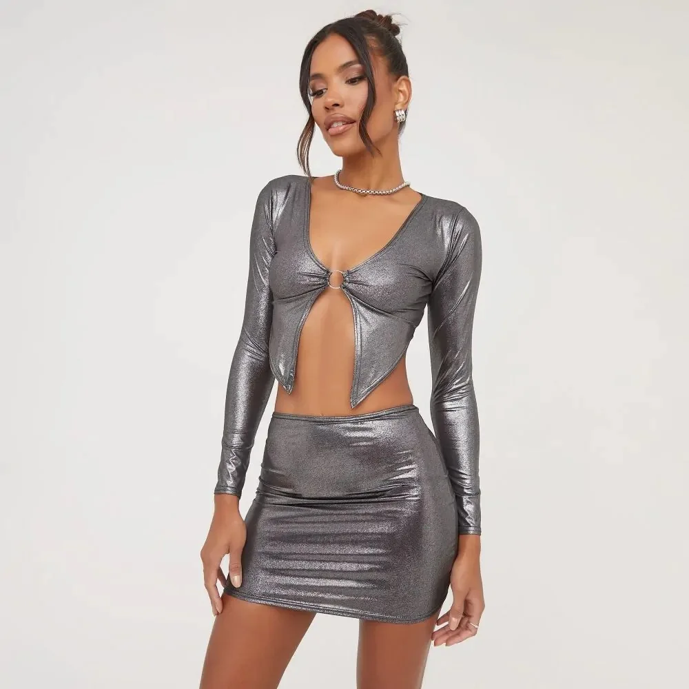 

Summer Club Wear 2 Piece Skirt Sets Sexy Crop Tops Outfit 2023 Y2K Streetwear Fashion Mini Dress Sexy Two Piece Set Clothes