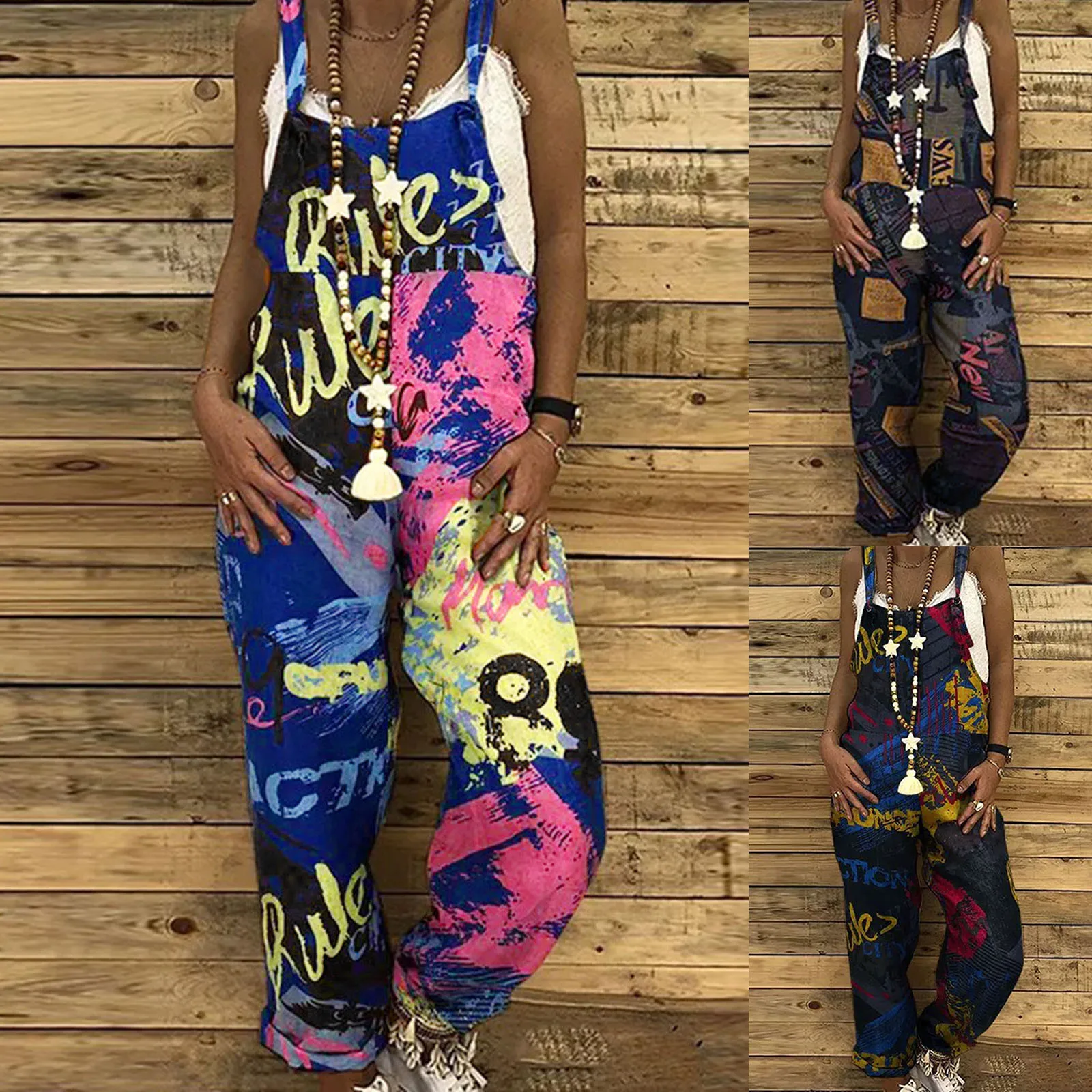 

Leather Jumpsuit for Women Women Basic Pants Overalls Patchwork Print Full Length Pants Casual Stripe Jumpsuit Women