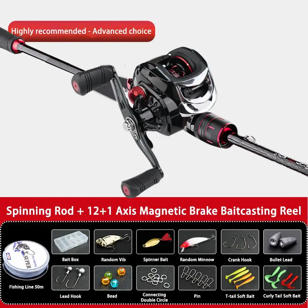 

New 1.8-2.4m Baitcasting Reel Casting Rod Lure Pole Set Portable Warped Mouth Long Distance Throwing Sea Gear Ratio Fishing Reel