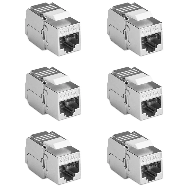 

6 Pcs Shielded Keystone Module Jacks For Snap-In Patch Panel Installation Of CAT6A Cables