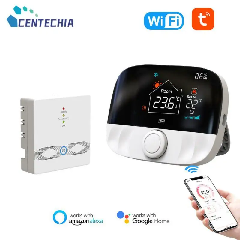 

For Gas Boiler Water Heating Wireless Thermostat Rf433 Voice App Remote Smart Tuya Home Heating Gas Boiler Programmable Control