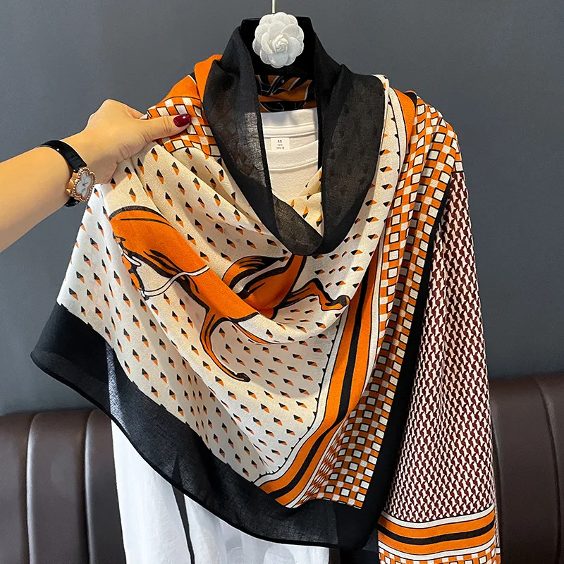 

2022 Cotton Feeling Winter Scarf Warm Large Shawls and Wraps Pashmina Hijab Scarves Bufanda Luxury Print Headscarf New