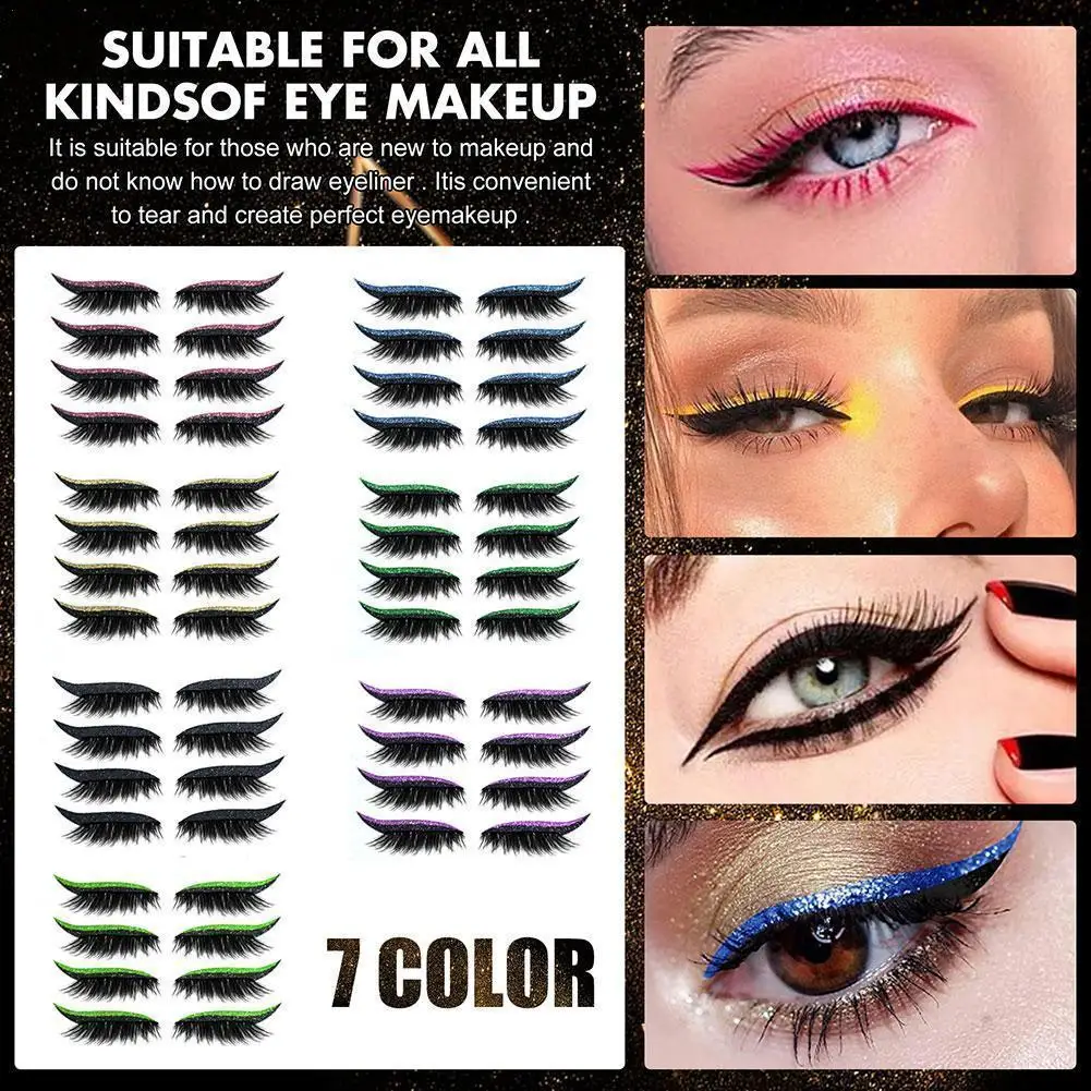 

4 Pairs Waterproof Eyelid Line Stick Glitter Eyeliner Sticker Eye Makeup Self-adhesive Cosmetics Double Reusable Color Random