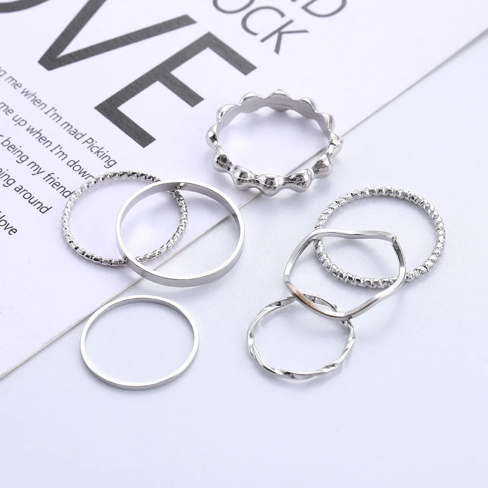 Simplicity Rings Set Original Design Gold Round Hollow Geometric Ring for Women Fashion Twist Ring Joint Female Jewelry Punk