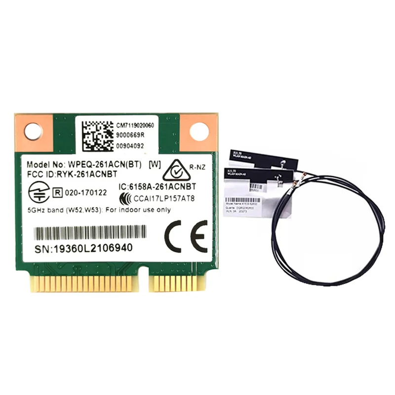 QCA6174 WPEQ-261ACN(BT) WIFI-карта + 2 антенны 802.11AC 867M Bluetooth 4 WIFI 5 Mini PCIe Card