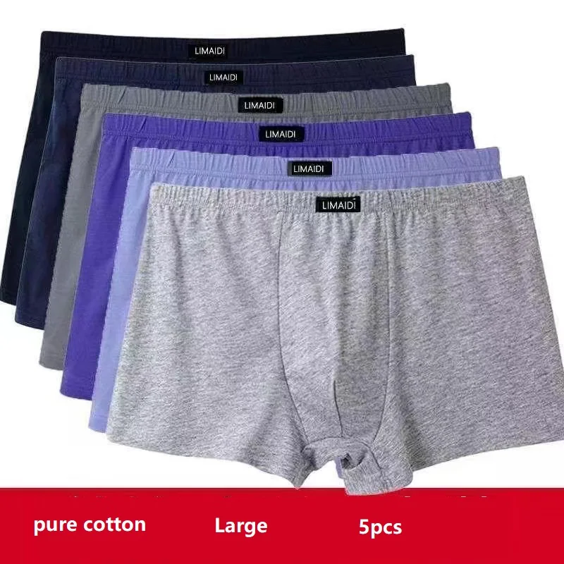 5pcs/Lot Men's Underwear Pure Cotton Boxer Shorts Large Size Loose Cotton Men's Underwear Big Boxers 5XL 6XL Plus