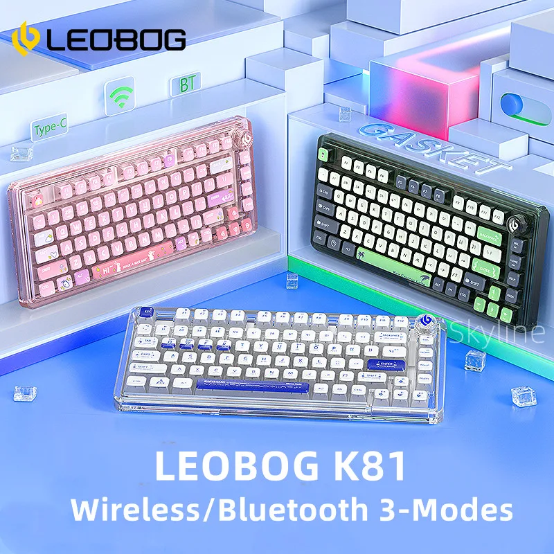 

LEOBOG K81 Wireless Bluetooth Three-mode Mechanical Keyboard 75% Customized with Transparent Acrylic Gasket