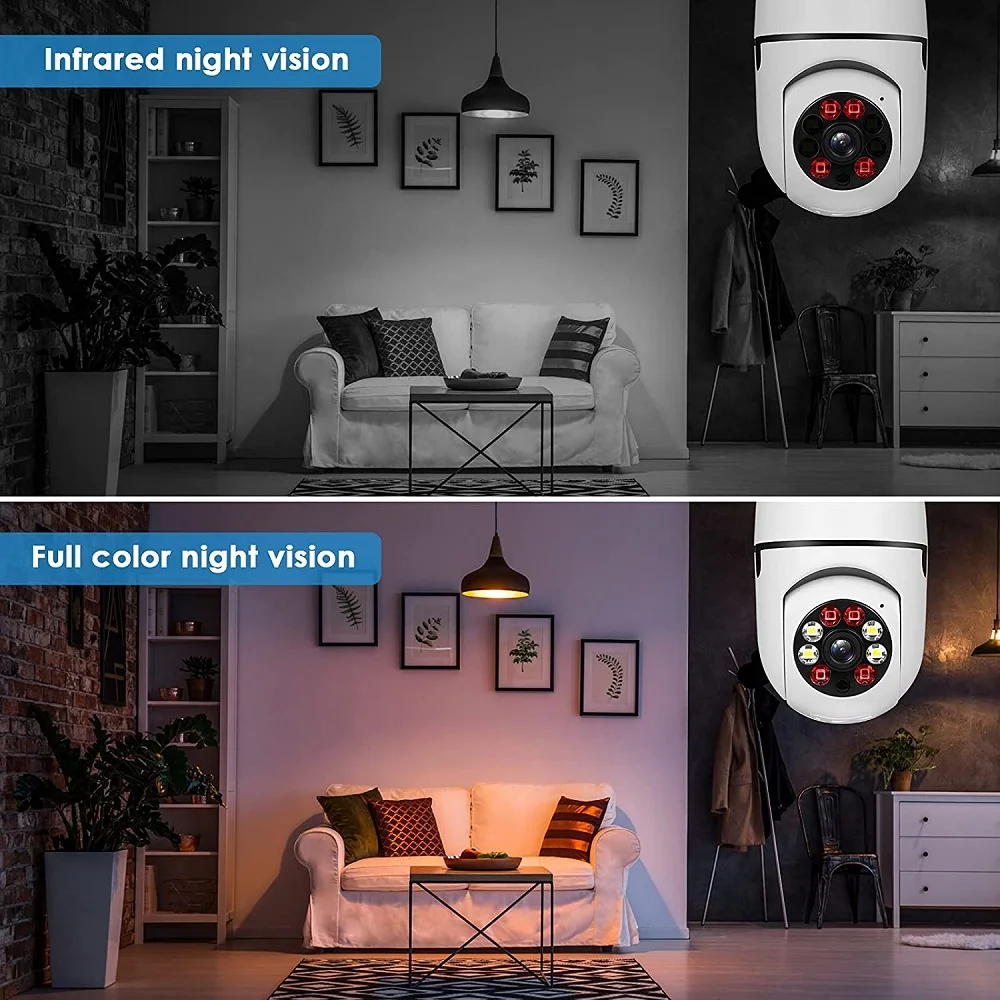 1080P 360 PTZ Panoramic Lamp Camera Wifi Bulb Surveillance Night Vision Human Tracking Baby Monitor Video Record Cameras |