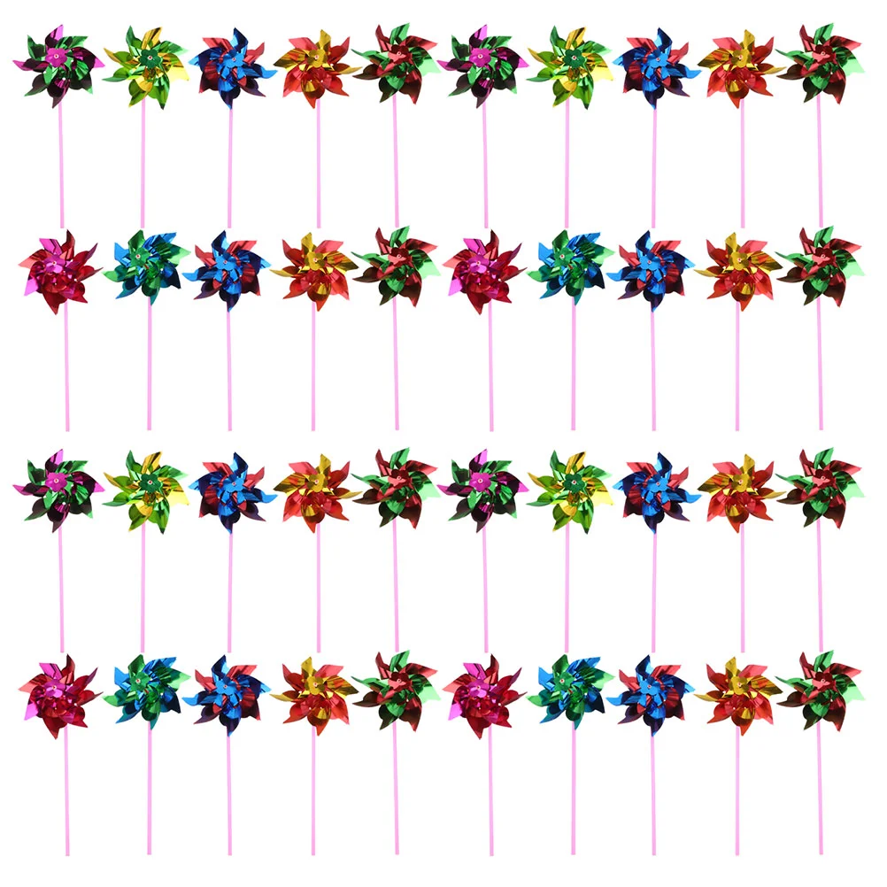 

50 Pcs Color Windmill Outdoor Landscape Decor Pinwheel Decorations Preschool Outdoor Toys Puzzle Plastic Colorful Preschool Trim