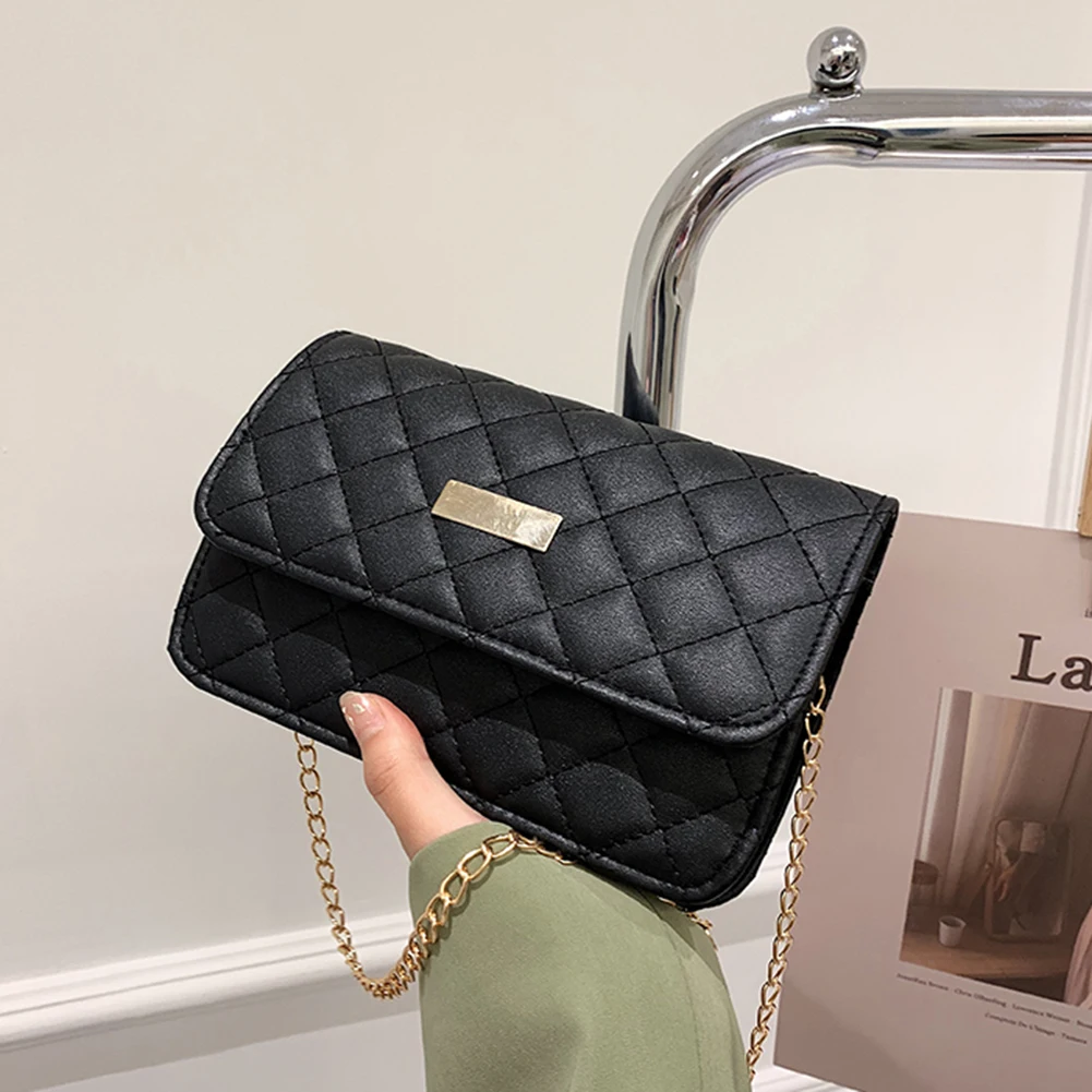 

Женская сумка-Кроссбоди на цепочке, однотонная Сумка-Кроссбоди из кожи в клетку с кристаллами, 2022