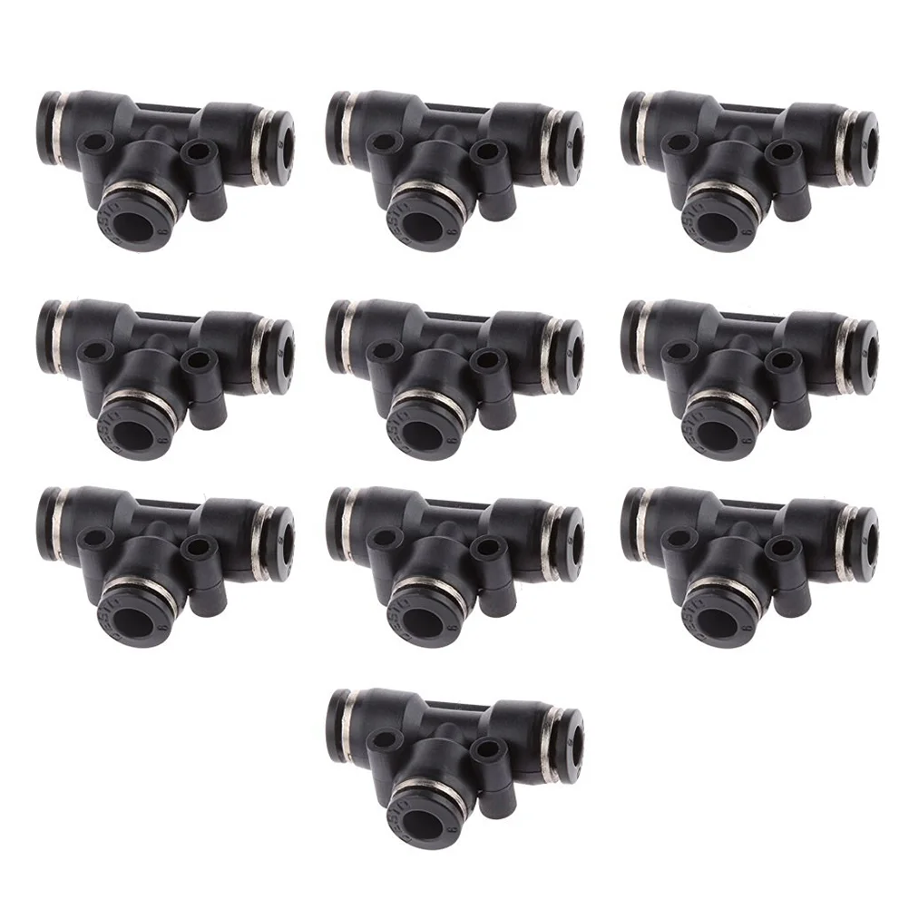 

10pcs Tube OD 6mm 1/4'' Tee Union Pneumatic Push Connector Air Line Quick Fittings Joint Adapter Couplings