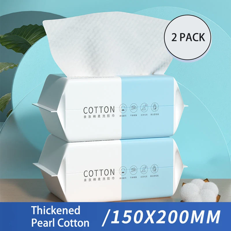 

200 Count Disposable Face Towel Soft Thick Facial Clean Wipes Wet Dry Cotton Tissue Cleansing Face Makeup Remover Towels