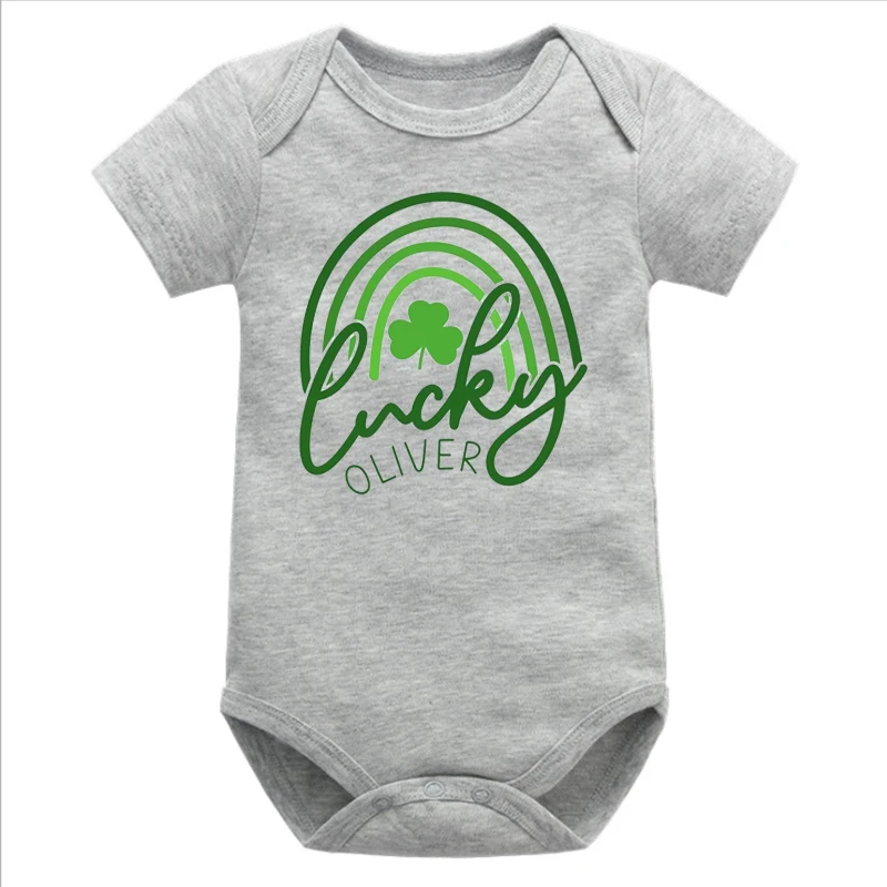 

Personalized St. Patrick's Lucky Baby Clothes Cute Rainbow Shirt Patrick's Day New Born Baby Girl Clothes 7-12m Bodysuit