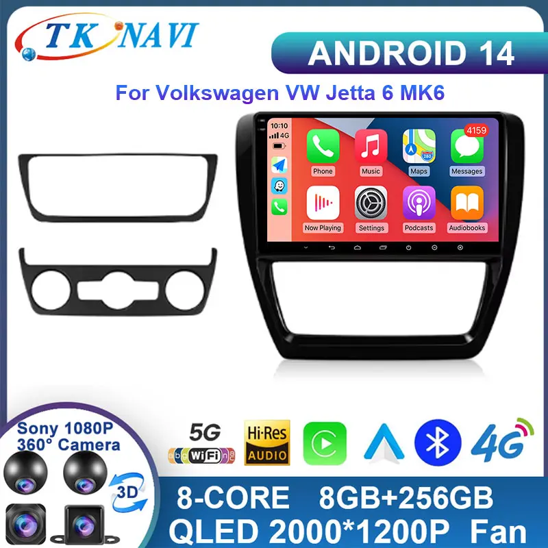 Автомобильный радиоприемник для Volkswagen VW Jetta 6 MK6 беспроводной Carplay Android 14