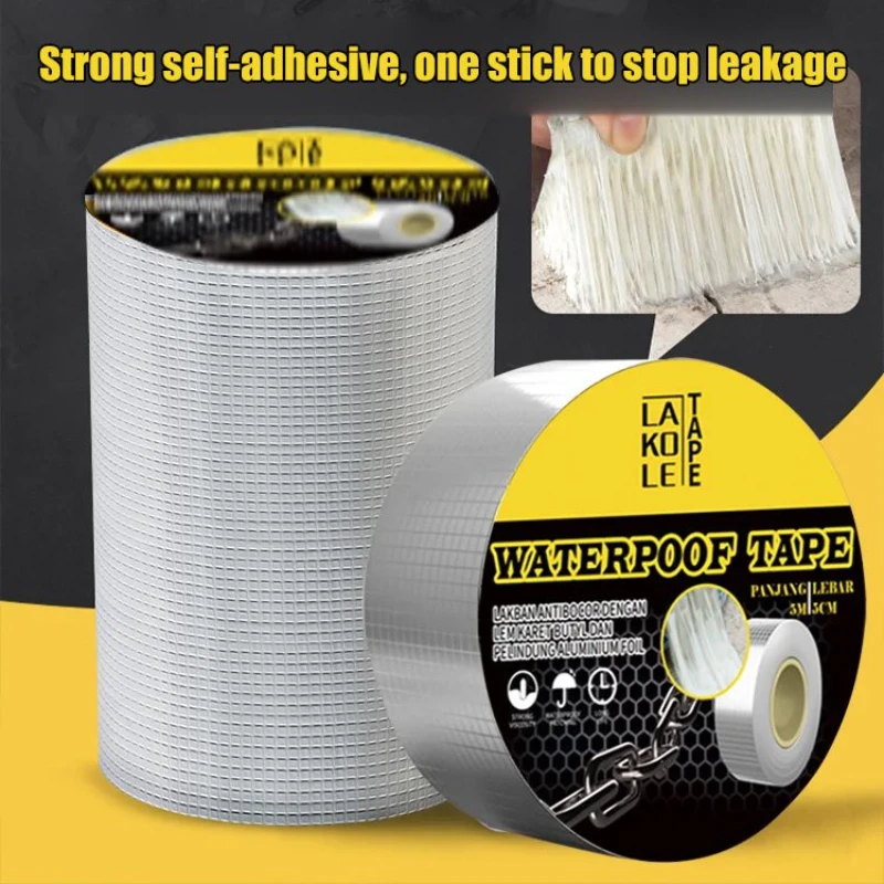 

waterproof leak-trapping tape 10M Aluminum Foil Butyl Tape Wholesale Roof Wall Cracks Stop Leakage Coil Self-adhesive