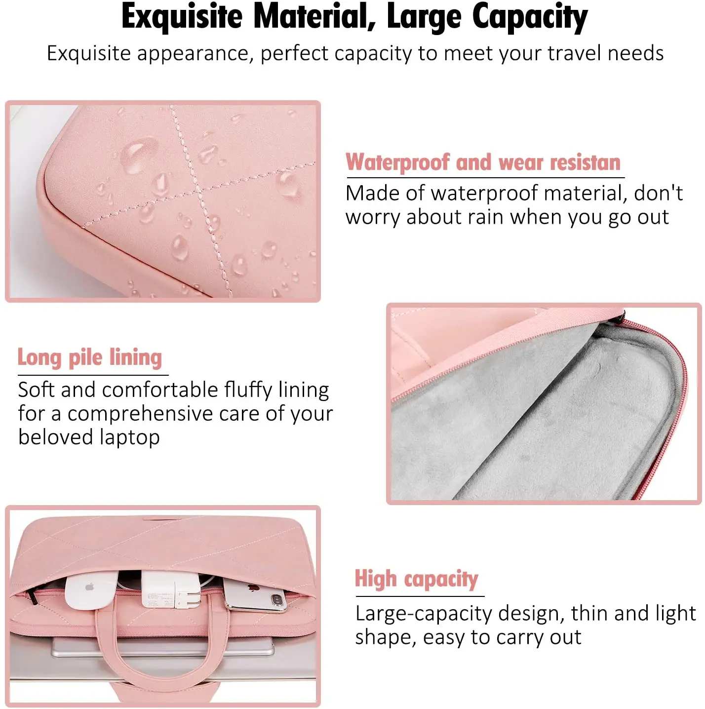 BRINCH 15.6 Inch Laptop Sleeve Case Briefcase Carrying Case Handbag Water Repellent Polyester Protective Case Cover