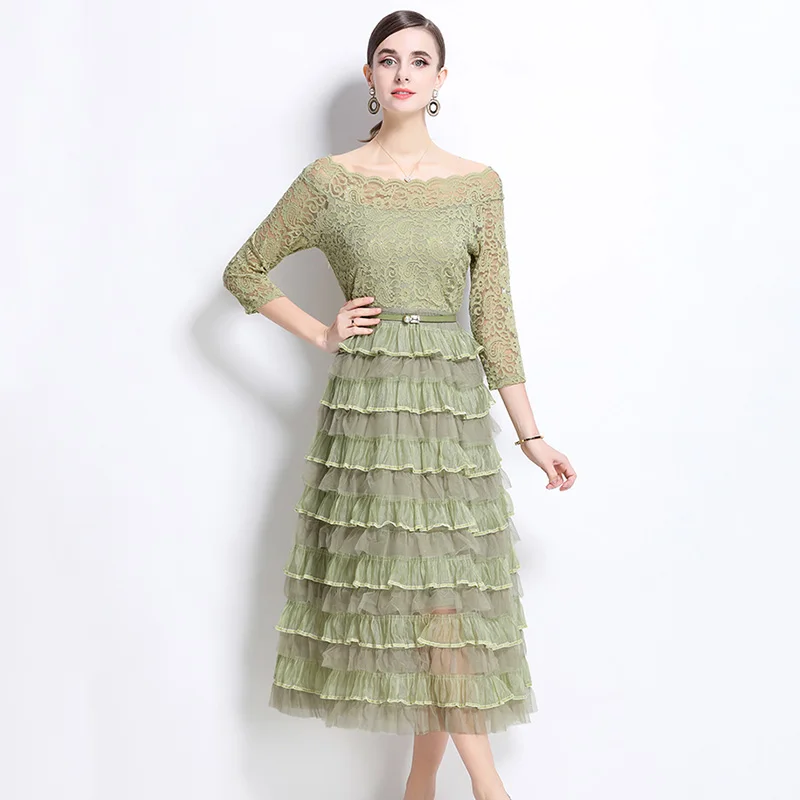 Роскошное женское платье высокого класса во французском стиле ретро элегантное