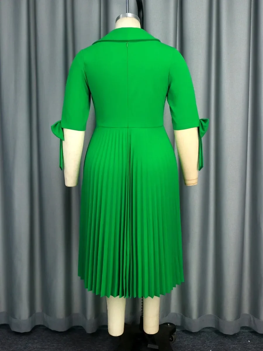 Женское элегантное зеленое плиссированное церковное платье с нестандартным
