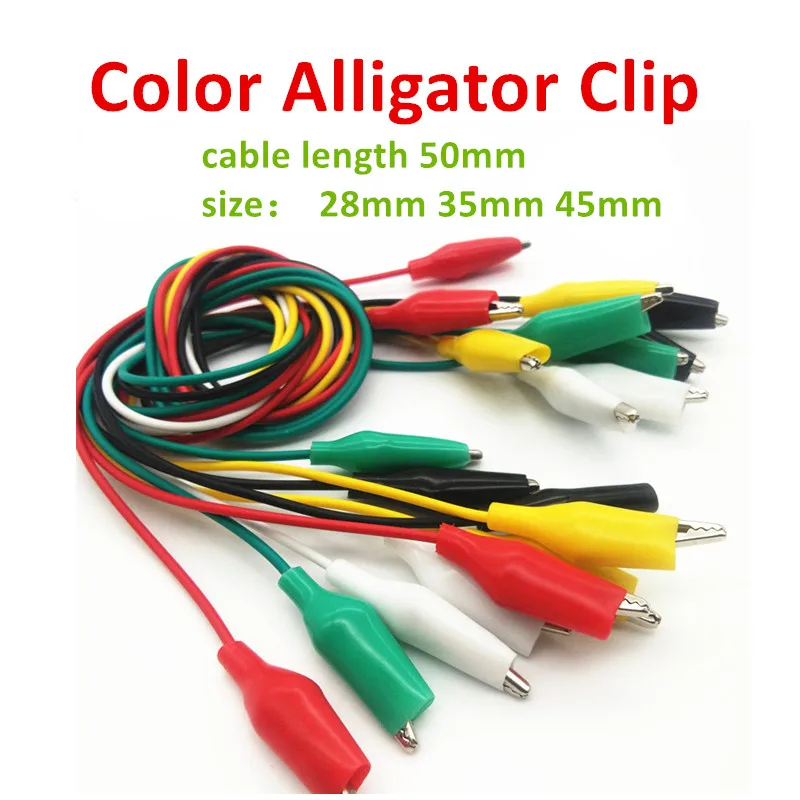 

28mm35mm45mm 50cm 10pcs Color Alligator Clip Electric DIY Small Battery Power Cord Sheath Electric Clamp Double Head Test Clamp