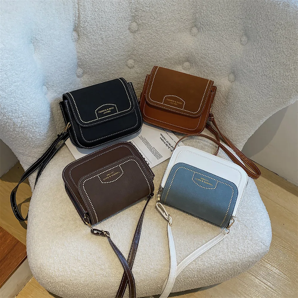 

Women Embroidery PU Quilted Crossbody Bag Flap Female Solid Color Small Casual Leather Bag Women Handbags