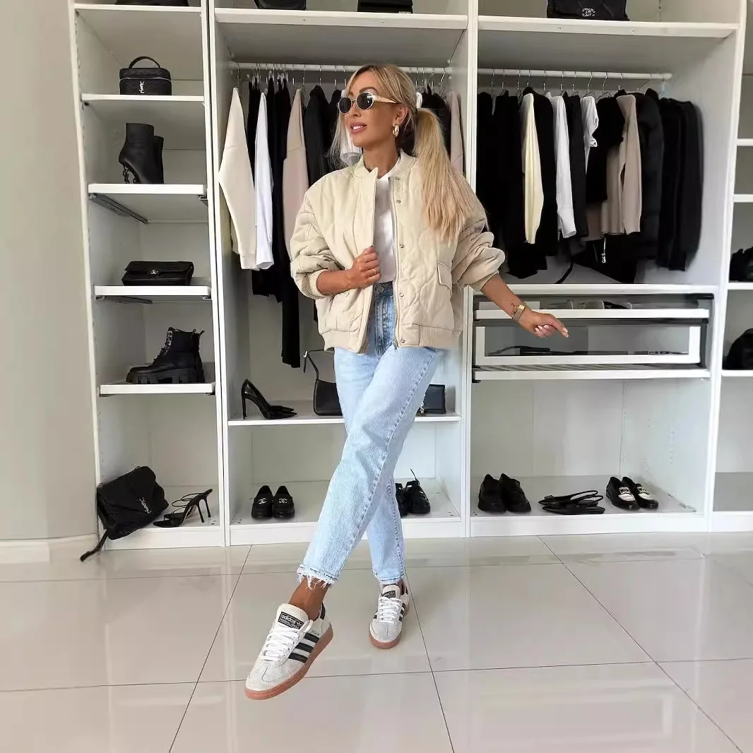 2024 новая зимняя однотонная повседневная хлопковая куртка на молнии с длинными