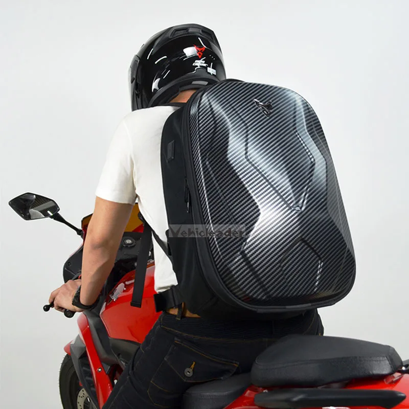 

Motorcycle Backpack Waterproof Motorcycle Bag Reflective High Capacity Bicycle Motocross Helmet Backpack Carbon Fiber Hard Shell