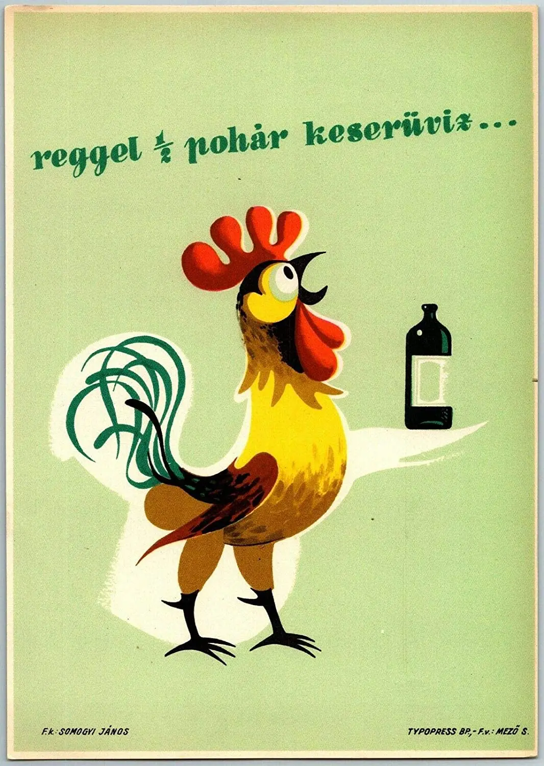 

VTG Orig, Poster Bitter Water, with Rooster Metal Tin Sign 8x12 Inch Home Kitchen Bedroom Bar Sign Decoration Posters Tin Sign