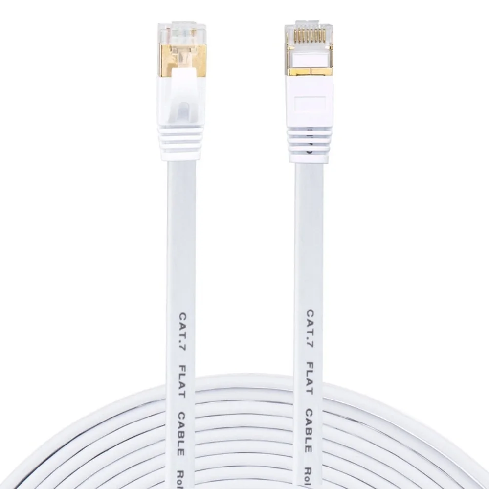 New 30m 100FT  CAT7 RJ45 Patch flat Ethernet LAN Network Cable  For Router Switch gold plated