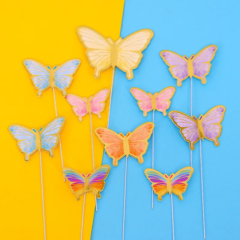 

3D Butterfly Cupcake Toppers Happy Birthday Cake Decoration Wedding Party Decor Baby Shower Party Dessert Baking Supplies
